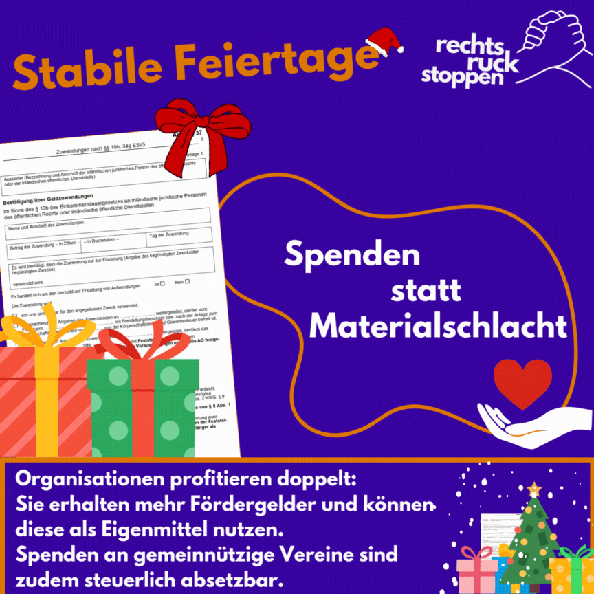 Spenden statt Materialschlacht